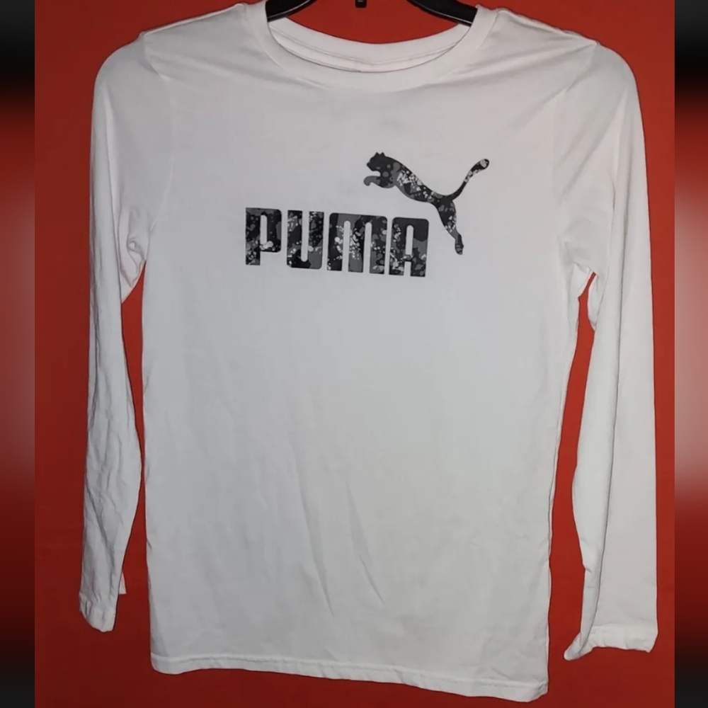 Puma White Long Sleeve Tee, For Kids, Large, NWT, TOP ONLY, Graphic